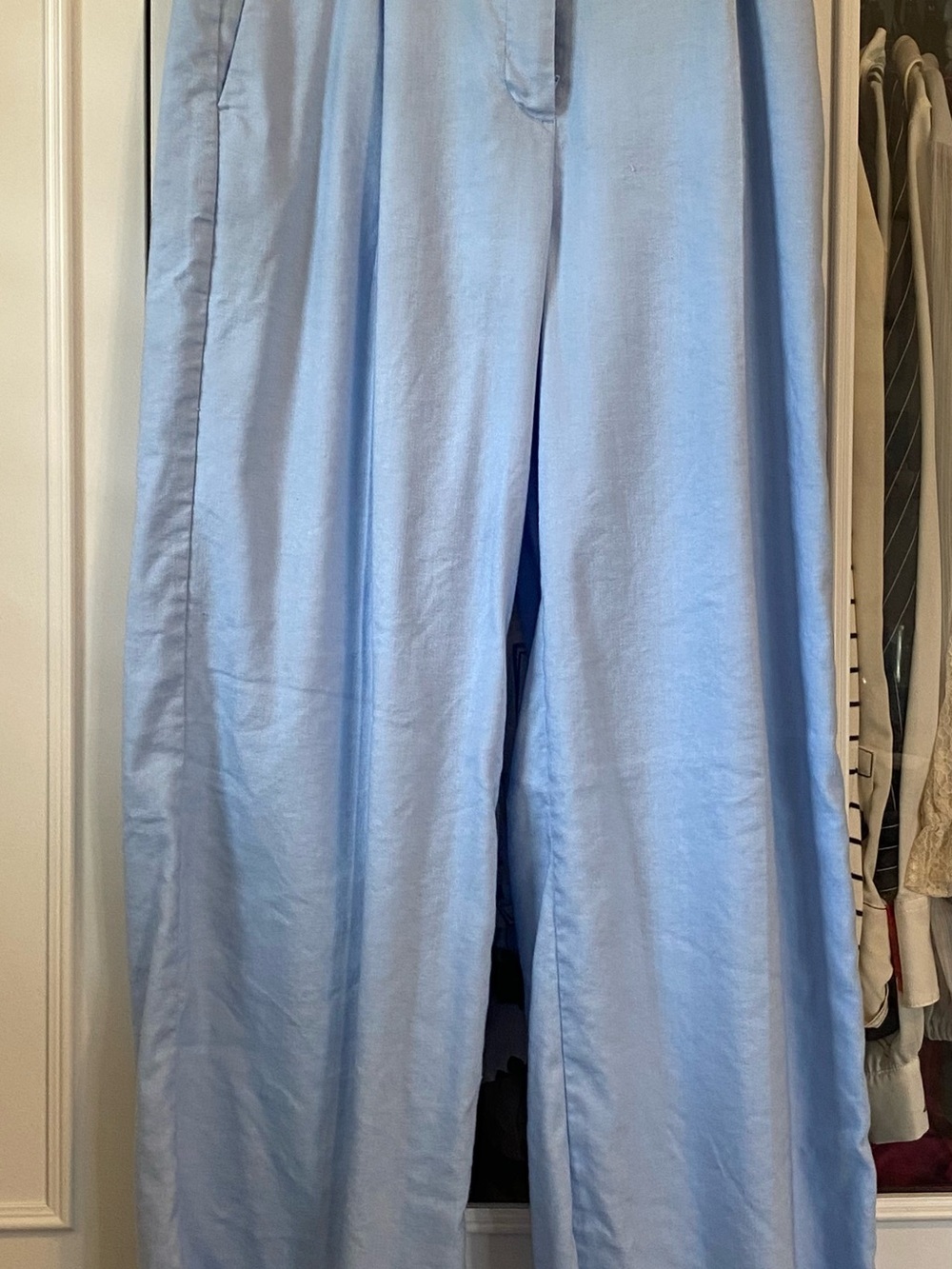 Ann Taylor Sky Blue Wide-Leg Linen Pants